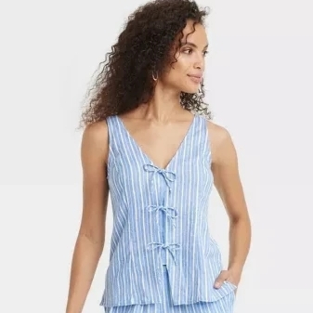 A New Day Blue and White Striped Blouse